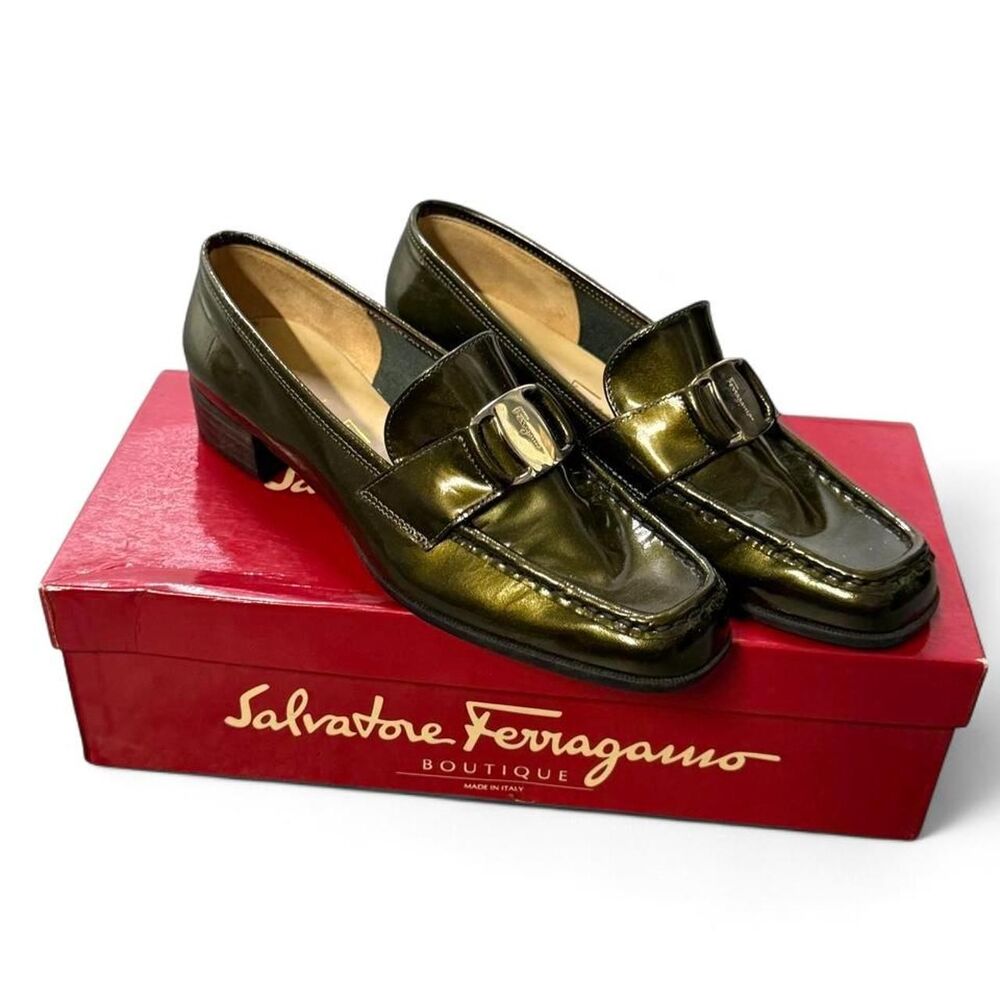 Salvatore-ferragamo Women's Khaki and Green Loafers